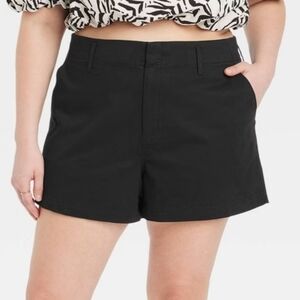 Women's High-Rise Everyday Chino Shorts - A New Day Black 20